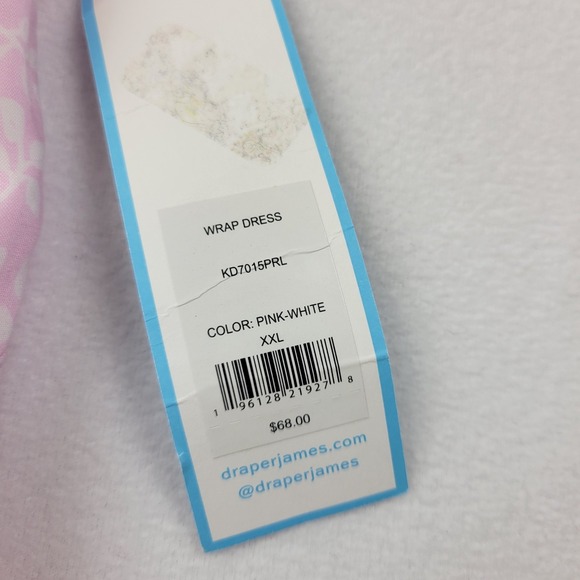 Draper James Wrap Dress Pink White Floral‎ Print Midi Ruffle Sleeve Size XXL New - Picture 6 of 13